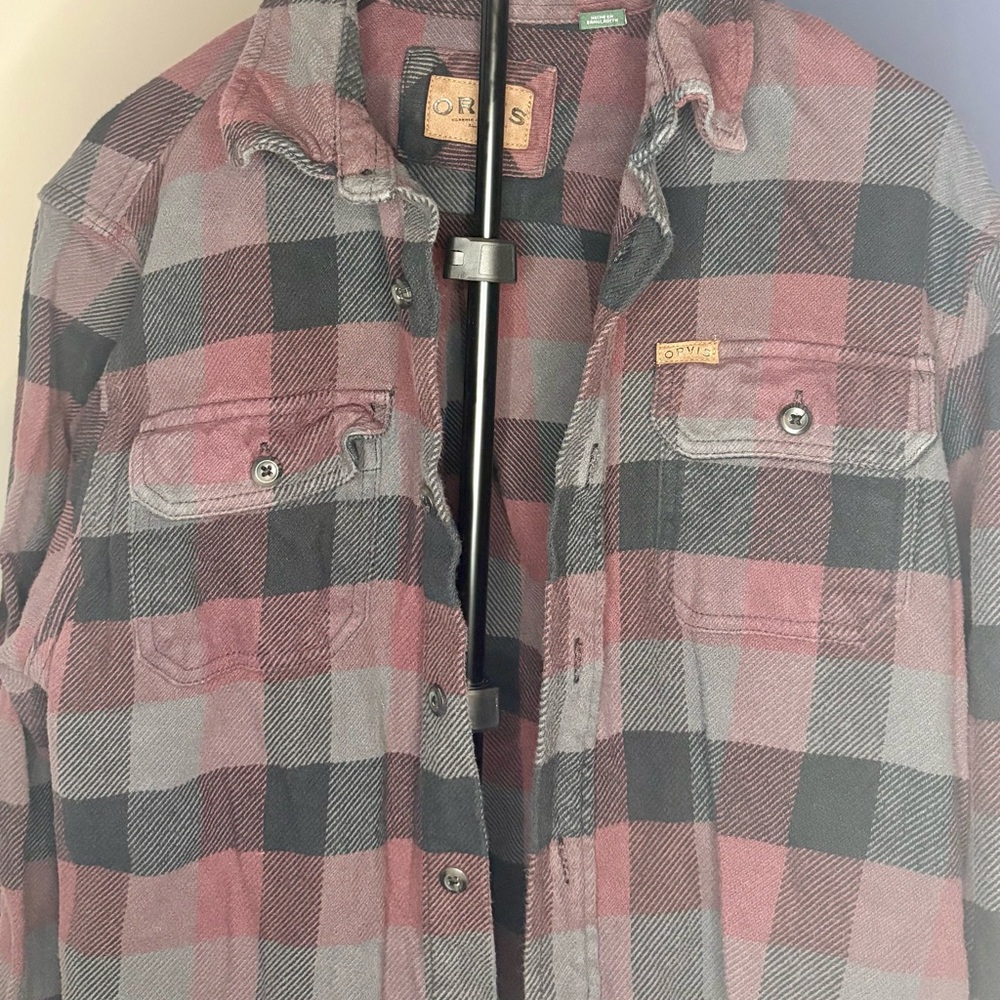 Orvis Classic Collection Heavy Red and Gray Checkered Flannel Shirt